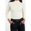 Kadın Moda Şık Üst Giyim Regular Dik Yaka Reglan Kol Slim Kalıp Örme Fitted Vücuda Oturan Bluz