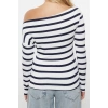 Womens Carmen Collar Low Sleeve Slim Pattern Knitted Soft Touch Soft Fabric Body-Smoothing Flexible Blouse