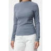 Kadın Moda Şık Üst Giyim Regular Dik Yaka Slim Kalıp Örme Büzgü Drape Detaylı Normal Kalıp Bluz