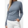 Kadın Moda Şık Üst Giyim Regular Dik Yaka Slim Kalıp Örme Büzgü Drape Detaylı Normal Kalıp Bluz