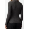 Kadın Moda Şık Üst Giyim Regular Dik Yaka Slim Kalıp Örme Büzgü Drape Detaylı Normal Kalıp Bluz