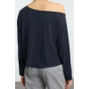 Kadın Moda Şık Regular Kayık Yaka Tek Kol Relaxed Kalıp Örme %100 Modal Kumaş Rahat Kesim Bluz