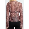 Womens Fashion Stylish Regular V Neck Spanish Sleeve Regular Pattern Knitted Tie Detailed Tulle Flexible Blouse
