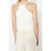 Womens Fashion Stylish Crop Halter Neck Slim Pattern Knitted Stone Detailed Fitted Body Fitting Elastic Blouse