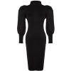 New Fit Day Night Single Plate Knitwear Stand Collar Long Sleeve Bodycone Midi Length Plus Size Dress