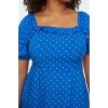 New Comfortable Casual Daily Shally Woven Square Neck Short Sleeve A-Line Midi Length Plus Size Dress