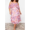 New Comfortable Day Night Chiffon Woven V Neck Strap Sleeve A-Line Maxi Length Plus Size Dress