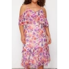 New Comfortable Day Night Chiffon Woven V Neck Strap Sleeve A-Line Maxi Length Plus Size Dress