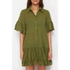 New Casual Beach Casual Voile Woven V Neck Short Sleeve A-Line Mini Length Dress