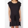New Casual Beach Daily Yoryo Chiffon Knitted Carmen Collar Short Sleeve Shift Mini Length Dress