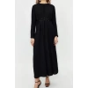 New Casual Daily Aerobin Woven Crew Neck Three Quarter Sleeve A-Line Long Length Hijab Dress