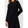 New Casual Daily Aerobin Woven Crew Neck Three Quarter Sleeve A-Line Long Length Hijab Dress