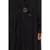 New Regular Daily Linen Look Woven Jacket Collar Long Sleeve A-Line Maxi Length Hijab Dress