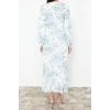 New Regular Daily Chiffon Woven Crew Neck Long Sleeve Skirt Ruffle Maxi Length Hijab Dress