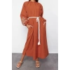 New Regular Casual Daily Terrycotton Woven Crew Neck Long Sleeve Shift Maxi Length Hijab Dress