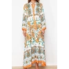New Comfortable Casual Daily Shally Woven Mandarin Collar Long Sleeve A-Line Maxi Length Hijab Dress