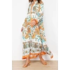 New Comfortable Casual Daily Shally Woven Mandarin Collar Long Sleeve A-Line Maxi Length Hijab Dress