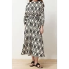 New Regular Casual Daily Crinkle Woven Crew Neck Long Sleeve Skater Maxi Length Hijab Dress