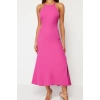 New Fit Graduation Prom Finike Woven Halter Neck Sleeveless Sleeve Shift Maxi Length Dress