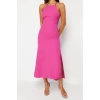 New Fit Graduation Prom Finike Woven Halter Neck Sleeveless Sleeve Shift Maxi Length Dress