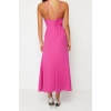 New Fit Graduation Prom Finike Woven Halter Neck Sleeveless Sleeve Shift Maxi Length Dress