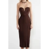 New Fit Graduation Prom Pleated Knit Strapless Sleeveless Bodycone Midi Length Dress