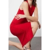 Yeni Fit Mezuniyet Balo Sandy Örme Dik Yaka Kolsuz Kol Bodycone Midi Boy Elbise