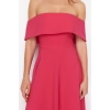 New Fit Graduation Prom Finike Woven Carmen Collar Short Sleeve Skater Midi Length Dress