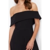 New Fit Graduation Prom Finike Woven Carmen Collar Short Sleeve Skater Midi Length Dress