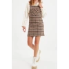 New Fit Casual Daily Flannel Woven Square Neck Strappy Sleeve Vest Mini Length Dress