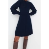 New Regular Business Single Plate Knitwear Crew Neck Long Sleeve A-Line Mini Length Dress