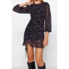New Regular Day Night Chiffon Woven Crew Neck Long Sleeve Bodycon Mini Dress