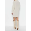 New Oversize Casual Daily Ribbed Knitwear Turtleneck Long Sleeve Sweater Dress Mini Length Dress