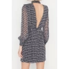 New Fit Day Night Chiffon Woven Stand Collar Long Sleeve A-Line Mini Length Dress