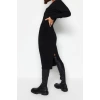 New Slim Business Thick Sandy Knitted Double Breasted Long Sleeve Bodycone Midi Length Dress