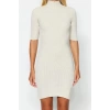 New Fit Casual Daily Single Plate Knitwear Stand Collar Short Sleeve Shift Mini Length Dress