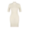 New Fit Casual Daily Single Plate Knitwear Stand Collar Short Sleeve Shift Mini Length Dress