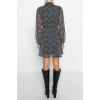 New Regular Casual Daily Chiffon Woven Shirt Collar Long Sleeve Shirt Dress Mini Length Dress