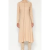 New Regular Casual Daily Selanik Knitted Stand Collar Long Sleeve A-Line Midi Length Dress