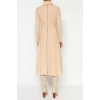 New Regular Casual Daily Selanik Knitted Stand Collar Long Sleeve A-Line Midi Length Dress