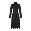 New Regular Casual Daily Selanik Knitted Stand Collar Long Sleeve A-Line Midi Length Dress