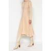 New Regular Casual Daily Selanik Knitted Stand Collar Long Sleeve A-Line Midi Length Dress