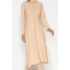 New Regular Casual Daily Selanik Knitted Stand Collar Long Sleeve A-Line Midi Length Dress