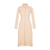 New Regular Casual Daily Selanik Knitted Stand Collar Long Sleeve A-Line Midi Length Dress