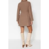 New Regular Business Tweed Woven Jacket Collar Long Sleeve Jacket Dress Mini Length Dress