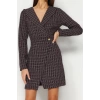 New Regular Business Tweed Woven Jacket Collar Long Sleeve Jacket Dress Mini Length Dress