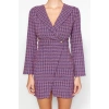 New Regular Business Tweed Woven Jacket Collar Long Sleeve Jacket Dress Mini Length Dress