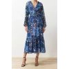 New Regular Day Night Chiffon Woven V Neck Long Sleeve A-Line Midi Length Dress