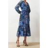 New Regular Day Night Chiffon Woven V Neck Long Sleeve A-Line Midi Length Dress