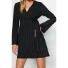 New Regular Day Night Finike Woven Double Breasted Long Sleeve Double Breasted Mini Length Dress